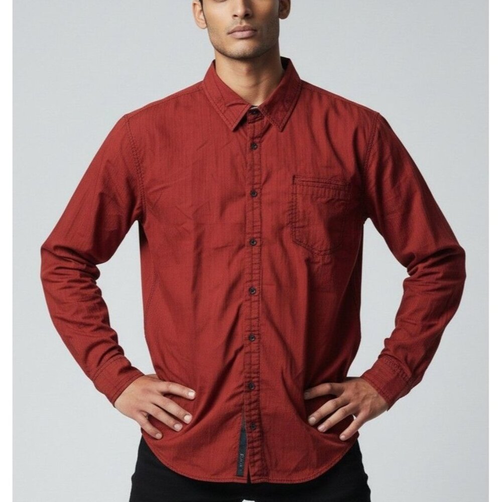 JB Holt The Lincoln XL Button-Up Shirt Maroon Long Sleeve Mens Casual Wear